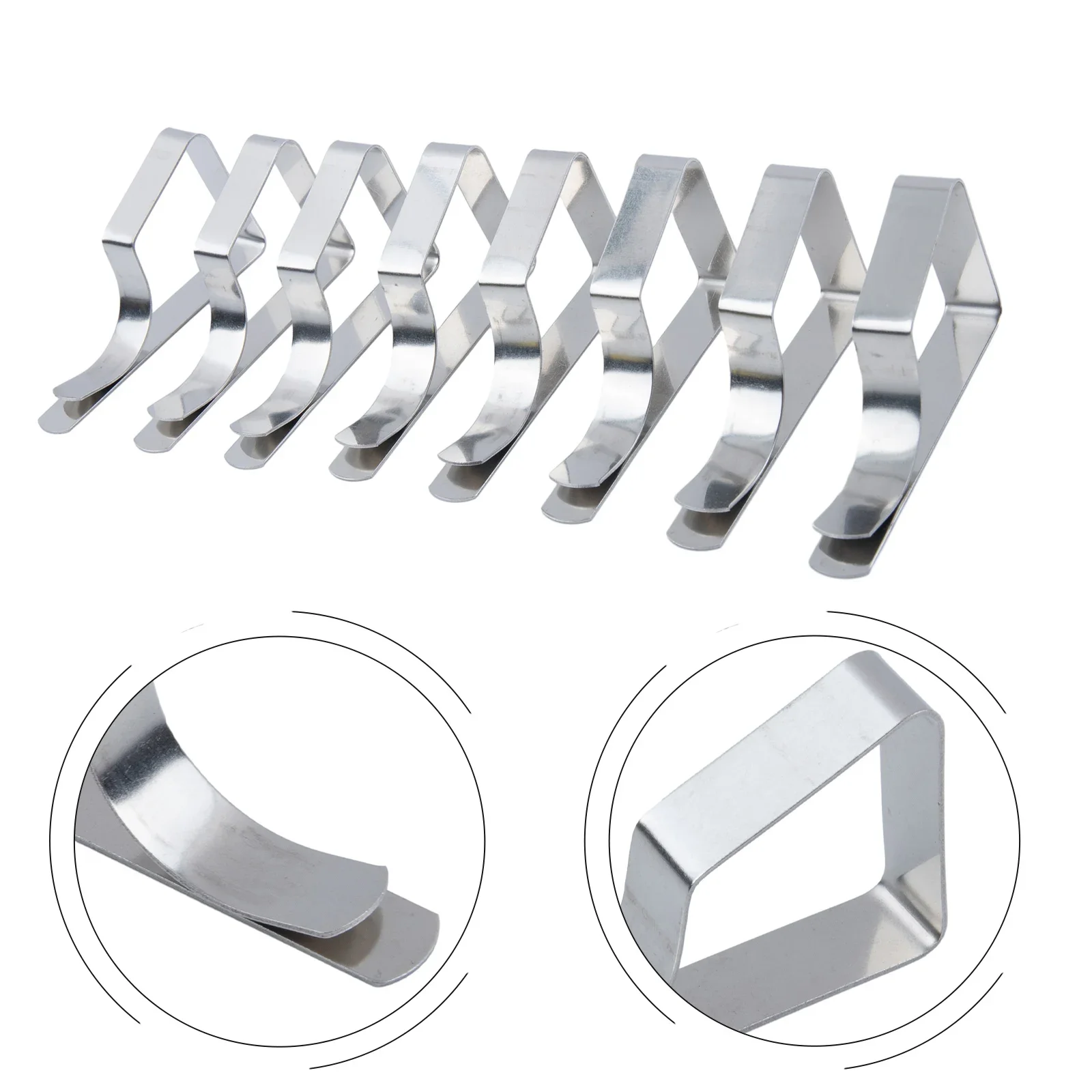 8Pcs Stainless Steel Tablecloth Clamps Anti-Slip Table Cloth Holders Wedding Camping Promenade Table Cloth Cover Fix Clips