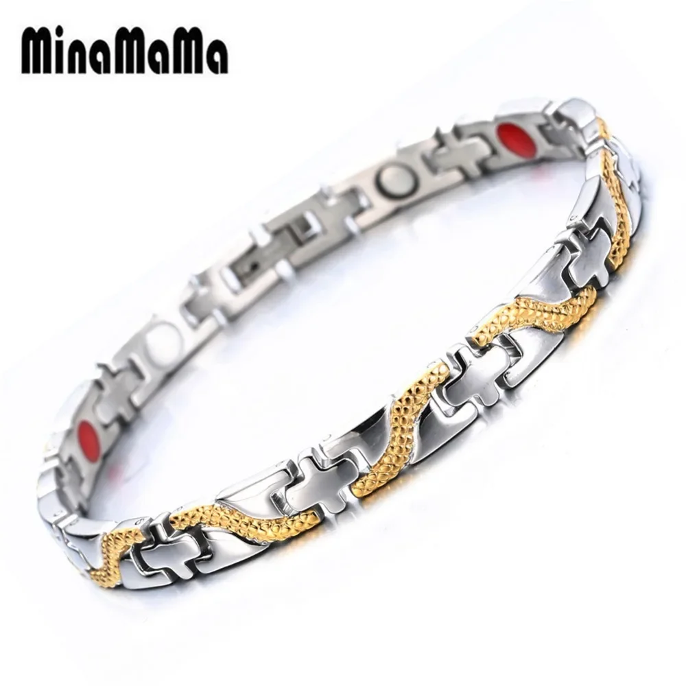 Dragon Design Stainless Steel Chunky Chain Germanium Magnetic Bracelet for Women Men Therapy Bracelets Health Care Jewelry