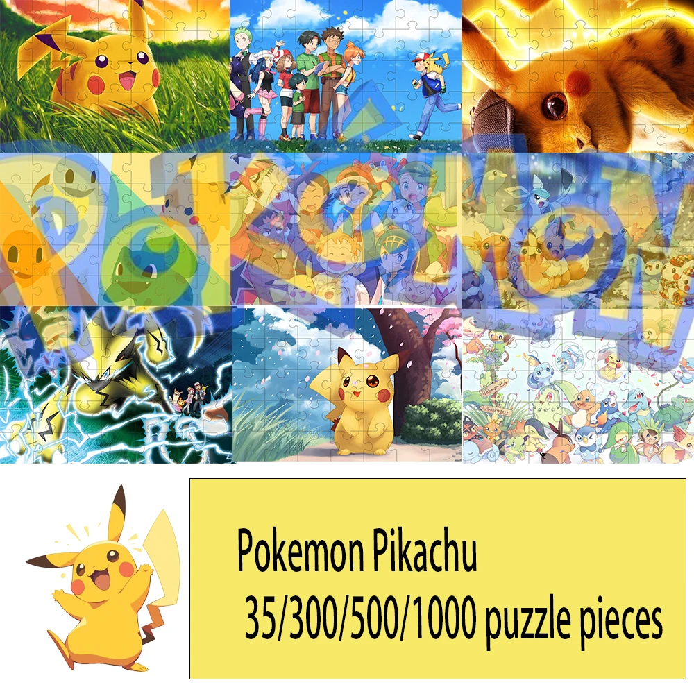 

Pokemon jigsaw puzzle Pikachu 35/300/500/1000 pieces wooden onePiece Puzzles for Adults childrenEducational Toys Gifts