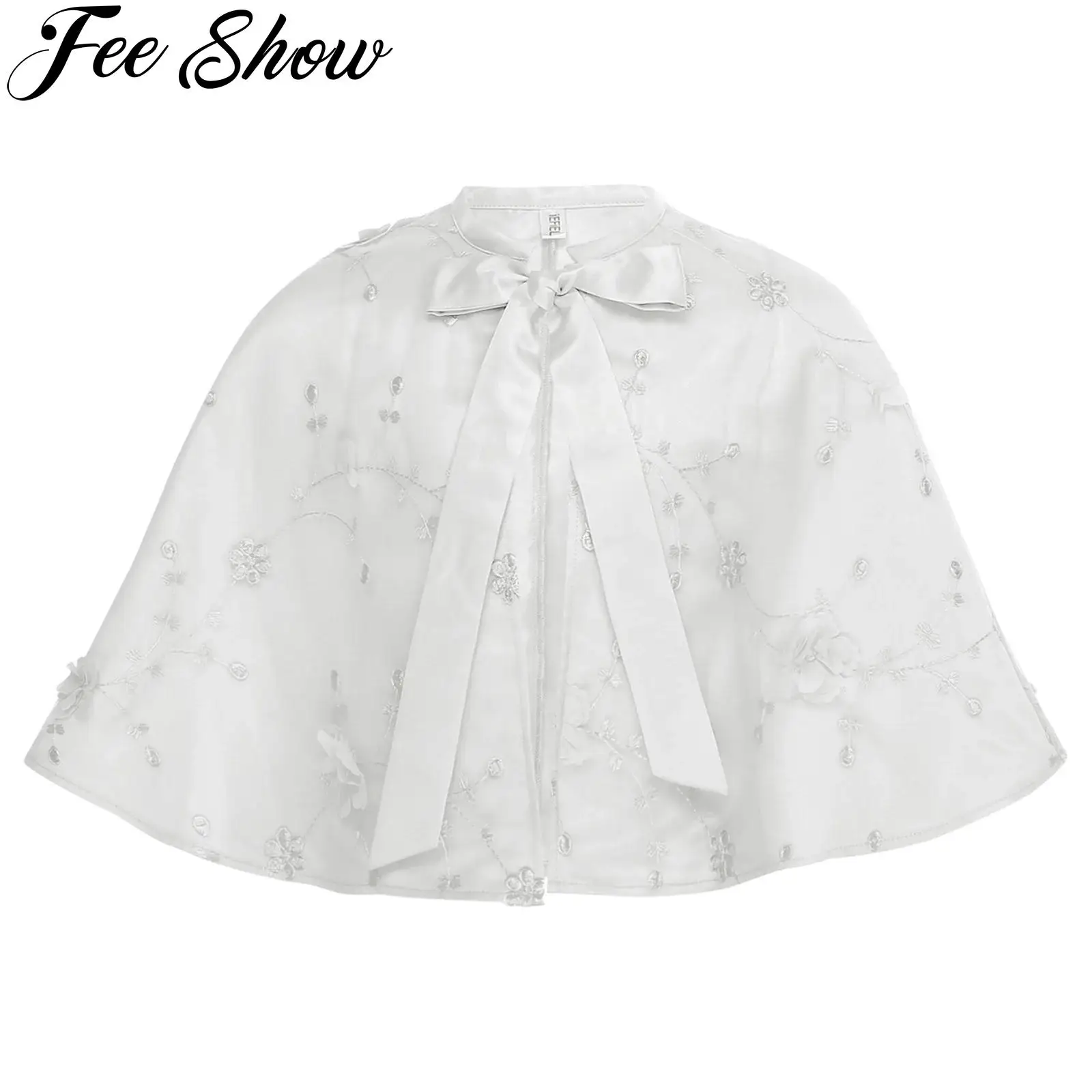 Kids Flower Girl Bolero Jackets Shawl Exquisite Applique Elegant Shrug Cape Cloak Wedding Birthday Party Dress Cover Up Coats