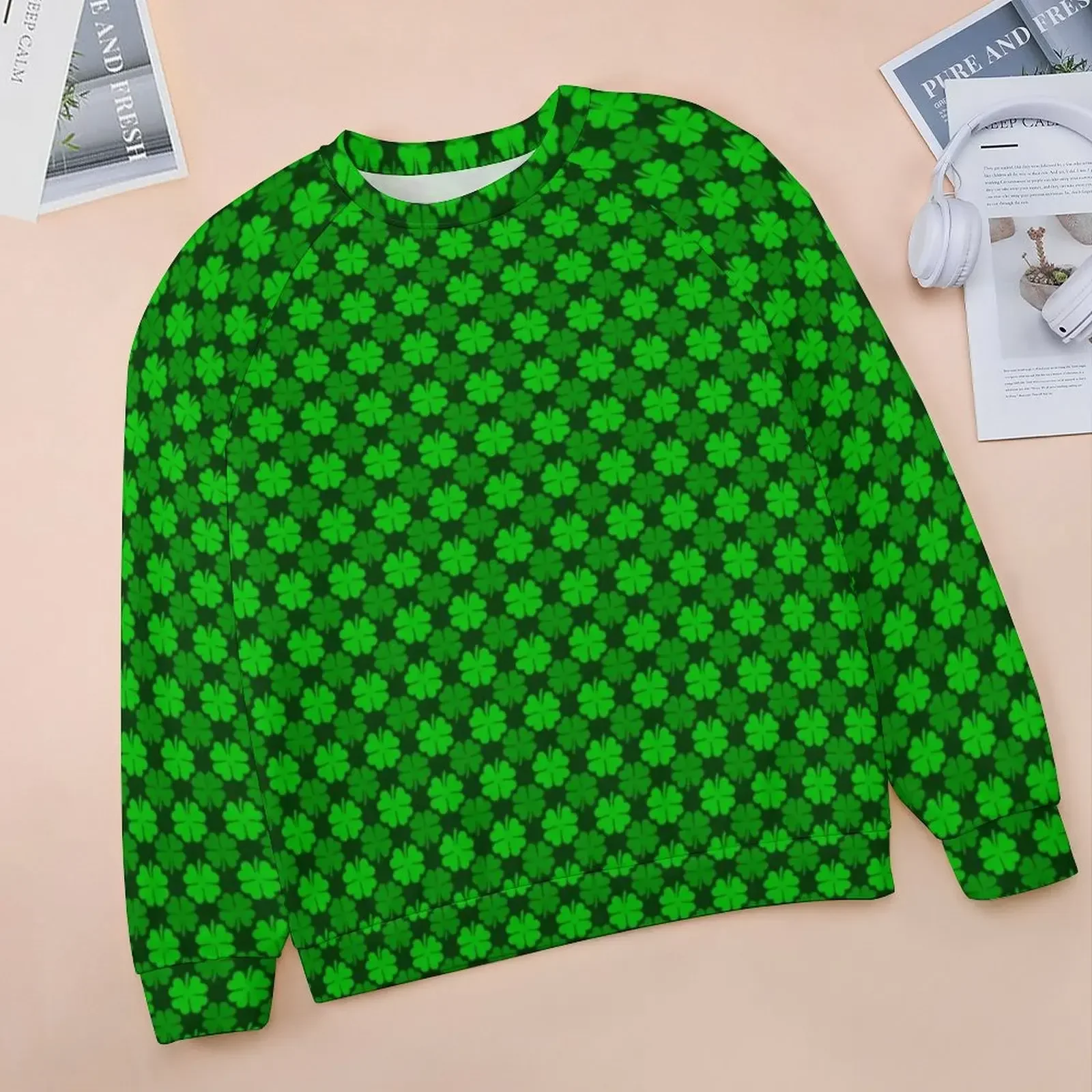 St Patricks Day Hoodies Winter Shamrock Pattern Harajuku Oversize Hoodie Female Long-Sleeve Retro Printed Casual Clothes