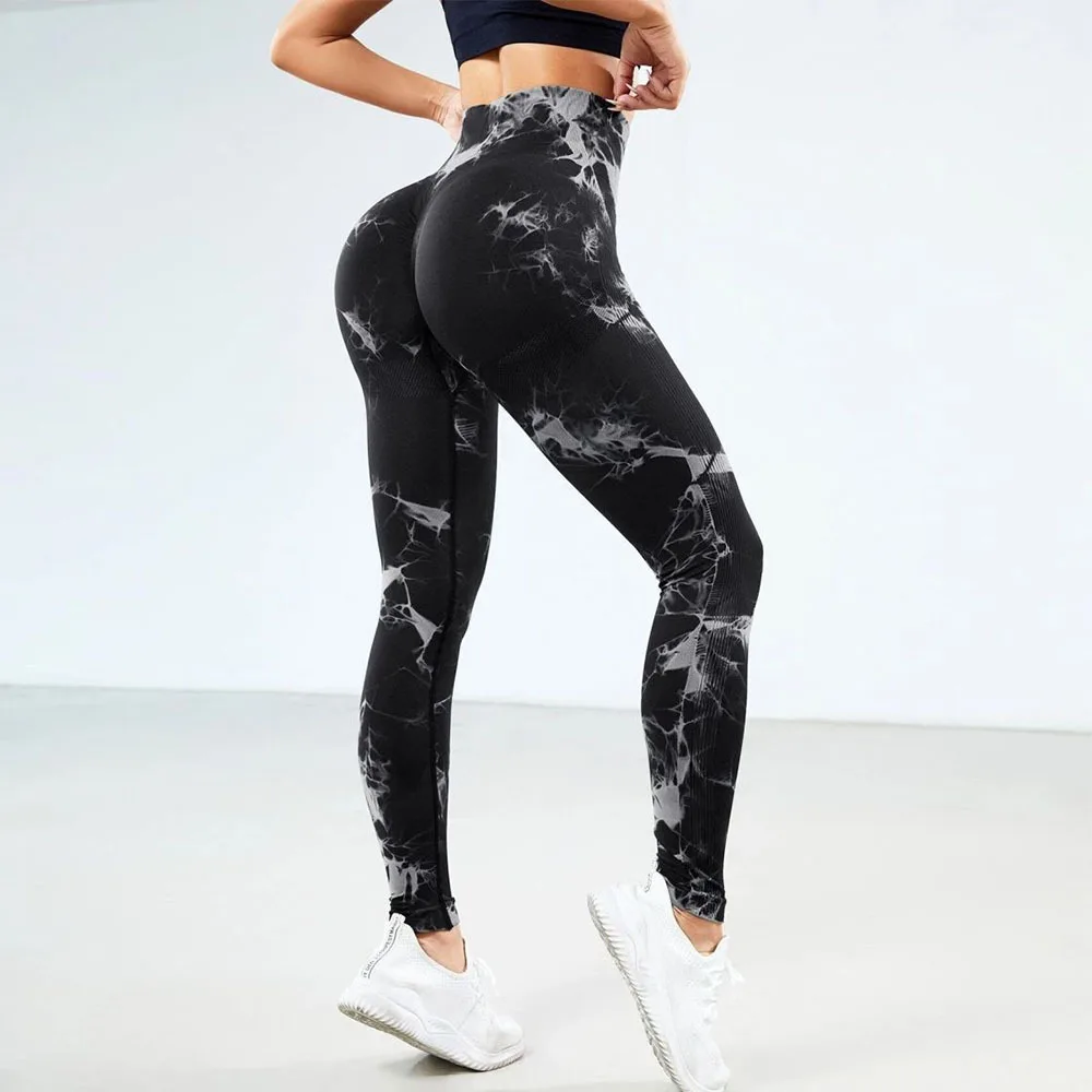 Tie Dye Seamless High Waist Yoga Leggings for Women - Stretchy, Lifting, and Sculpting Workout Pants with Wide Waistband