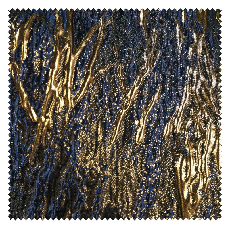 Imagem -05 - Tecido Jacquard de Textura Pesada Vestuário Silhouette Plissado Pano Designer para Faça Você Mesmo Costura por Metros Azul e Dourado