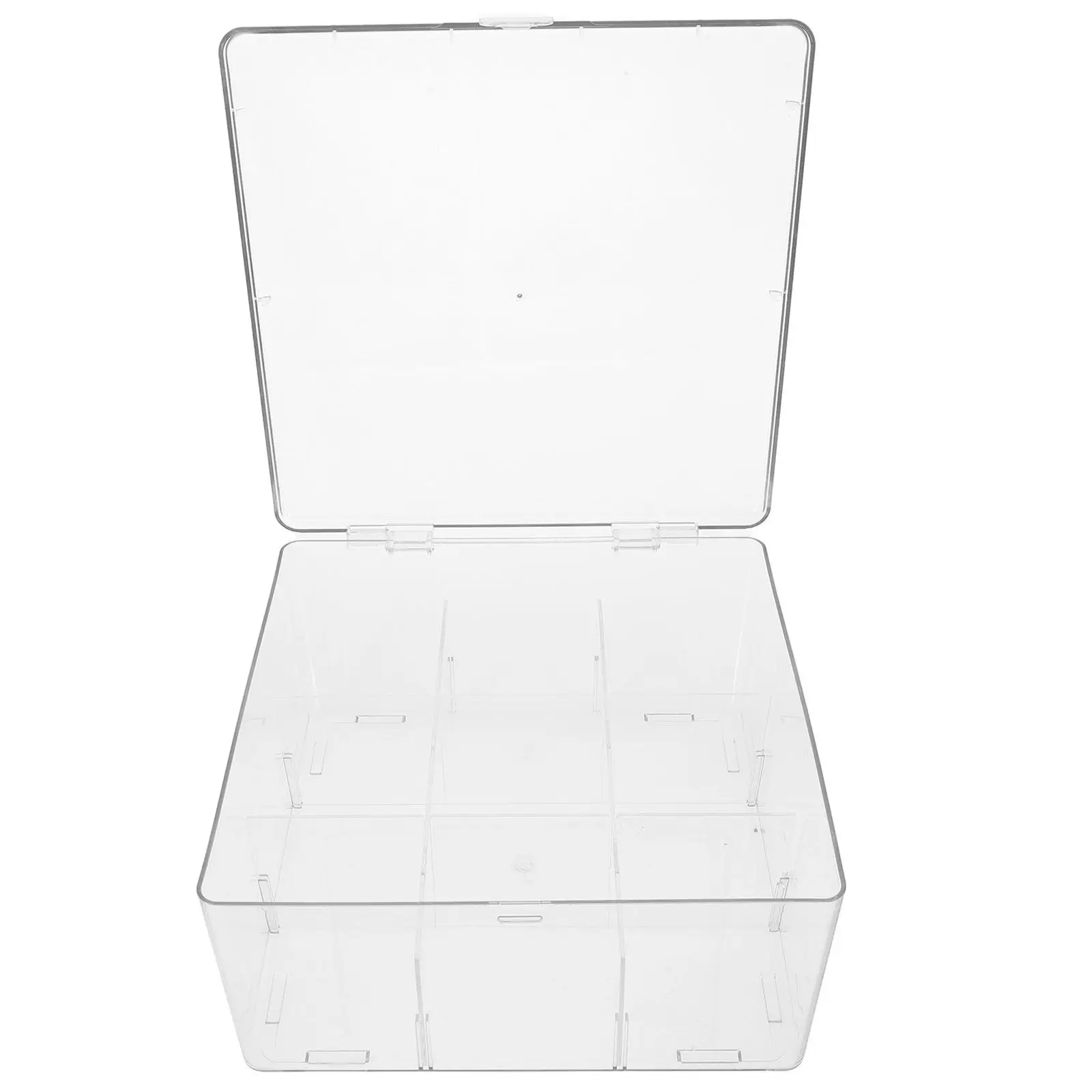 

Acrylic Card Storage Box with Lid Divided Compartments Clear Card Organizer Desktop Holder Game Business Postcard Storage Case