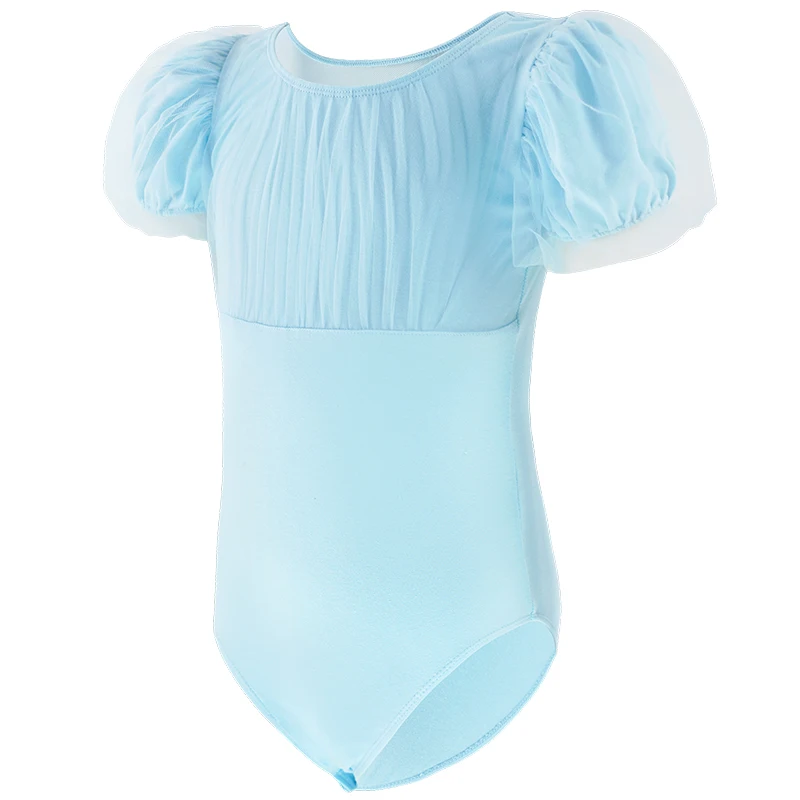 Girls Kids Ballet Leotards Bubble Sleeves Ballet Dance Bodysuits Gymnastic Leotards Child Cotton Ballet Dancing Bodysuits