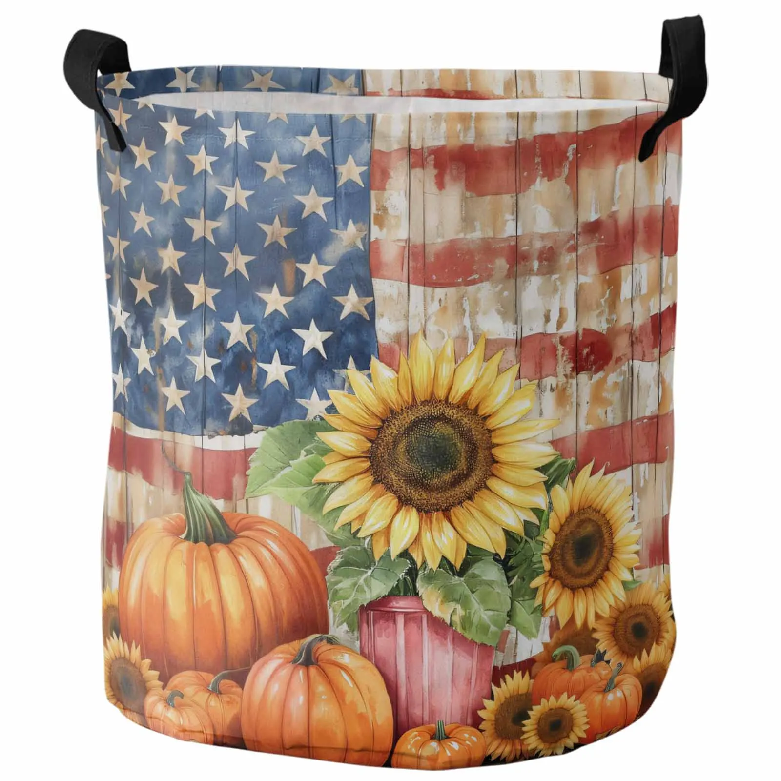 

Stars And Stripes Sunflower Pumpkin Foldable Dirty Laundry Basket Kid's Toy Organizer Waterproof Storage Baskets