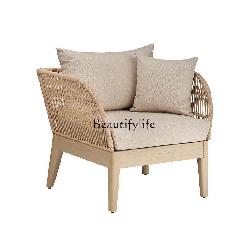 Nordic Outdoor Sofa Courtyard Outdoor Balcony Sunshine Room Leisure Rattan Waterproof Sunscreen Rattan Sofa