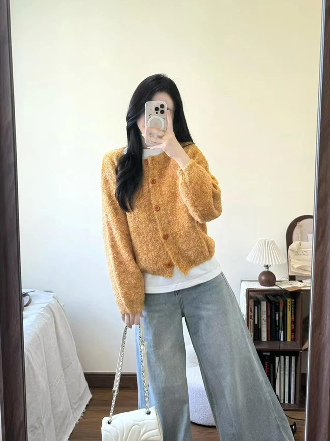 

Yellow Knitted Sweater Coat Loose Comfortable Women's Faion Soft Autumn Winter New Sle Laid-ba Sle Long Sve Top