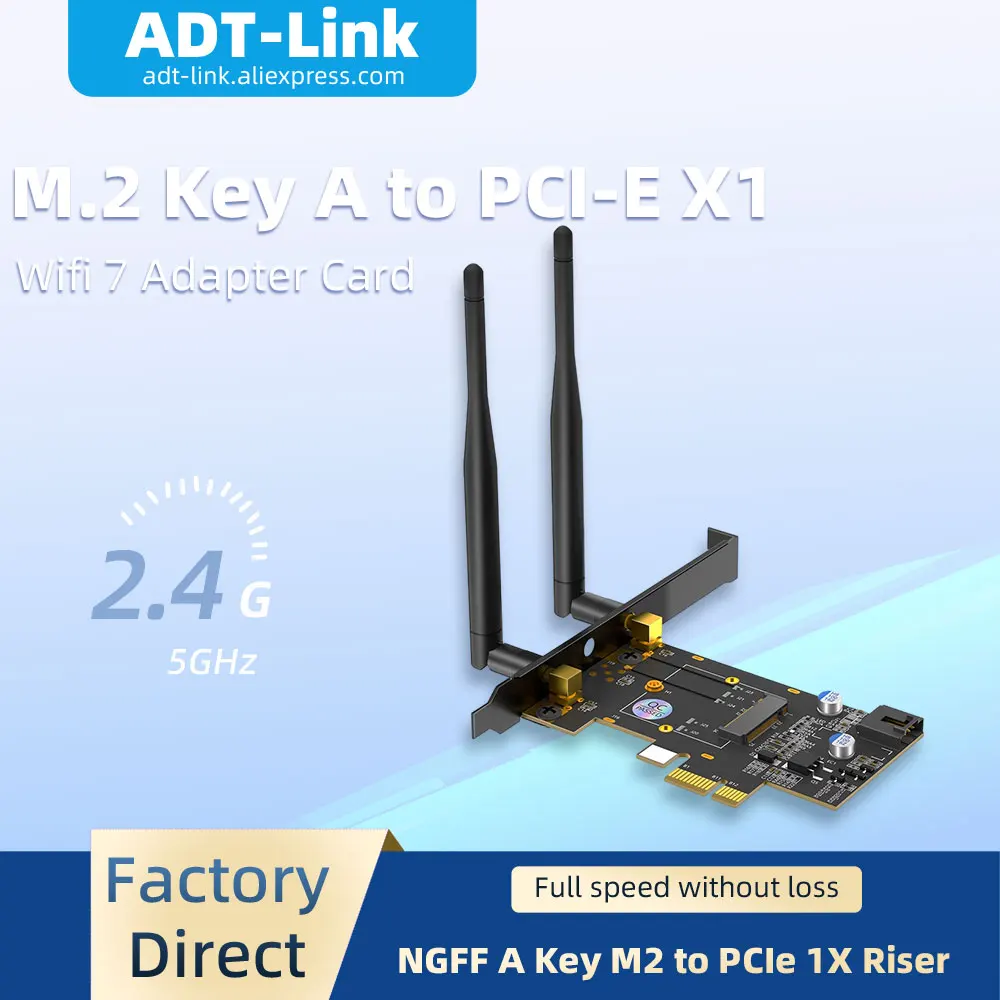 

M.2 Key A to PCI-E X1 Adapter Card NGFF A Key M2 to PCIe 1X Riser Card with Red Aluminum Heatsink Desktop PC Expansion Converter