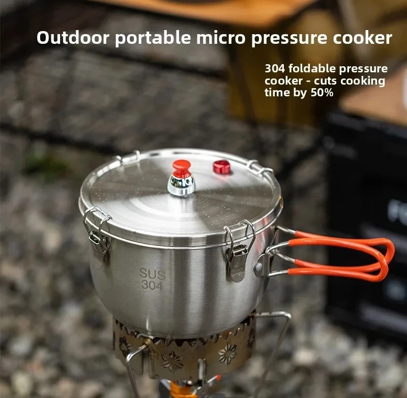 Portable Stainless Steel Micro Pressure Cooker Outdoor Camping Steaming Boiling Cooking Pot