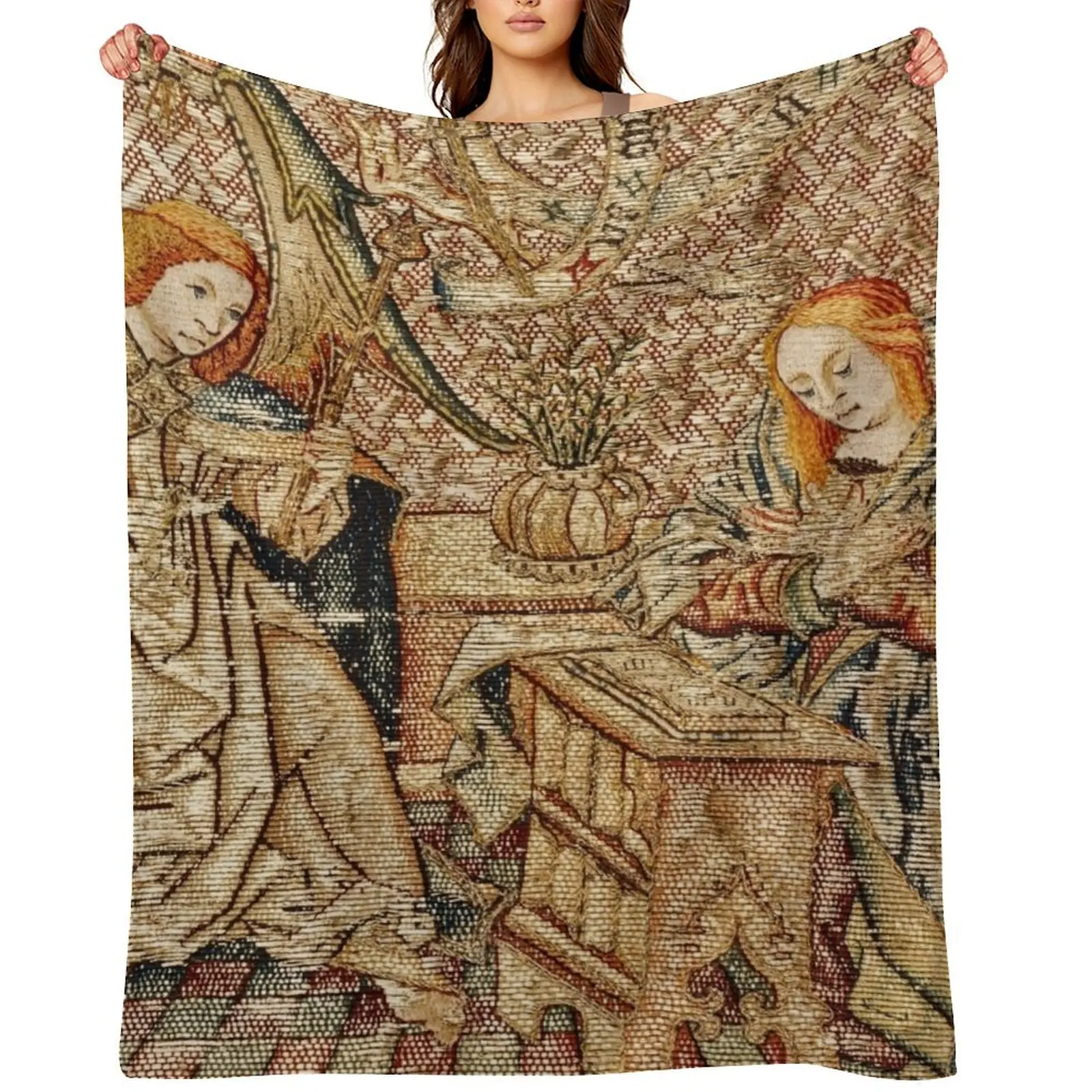 

Embroidery with the Annunciation Throw Blanket Hair Summer blankets and throws Designers Blankets
