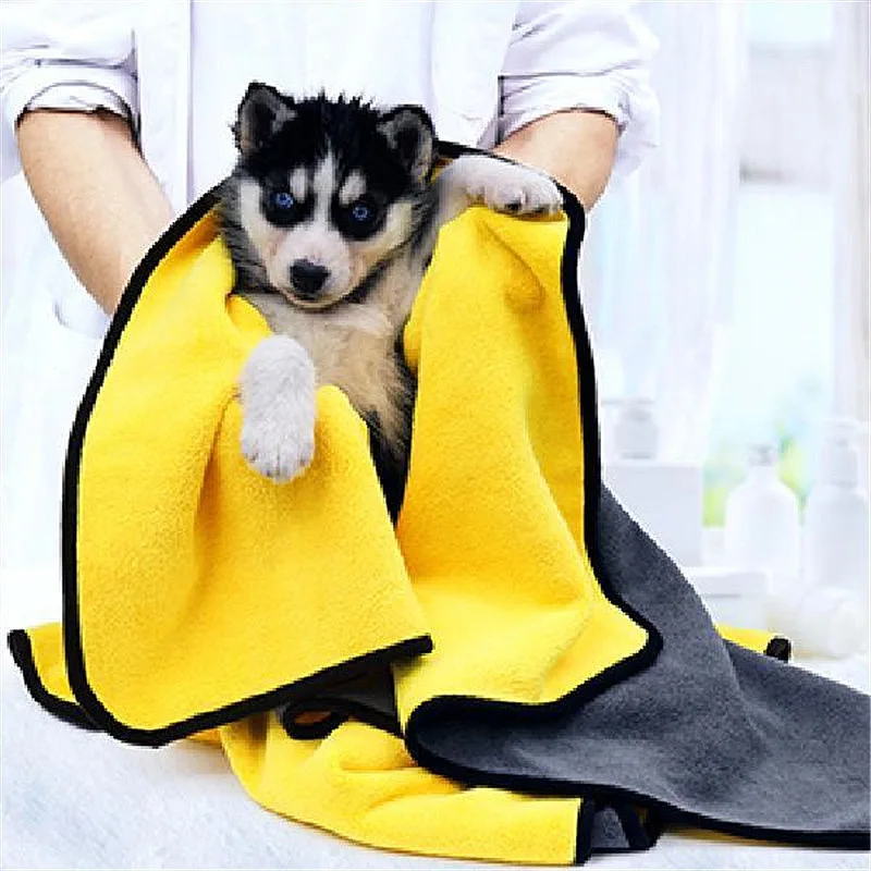 Quick-drying Pet Dog and Cat Towels Soft Fiber Towels Water-absorbent Bath Towel Convenient Pet Shop Cleaning Towel Pet Supplies