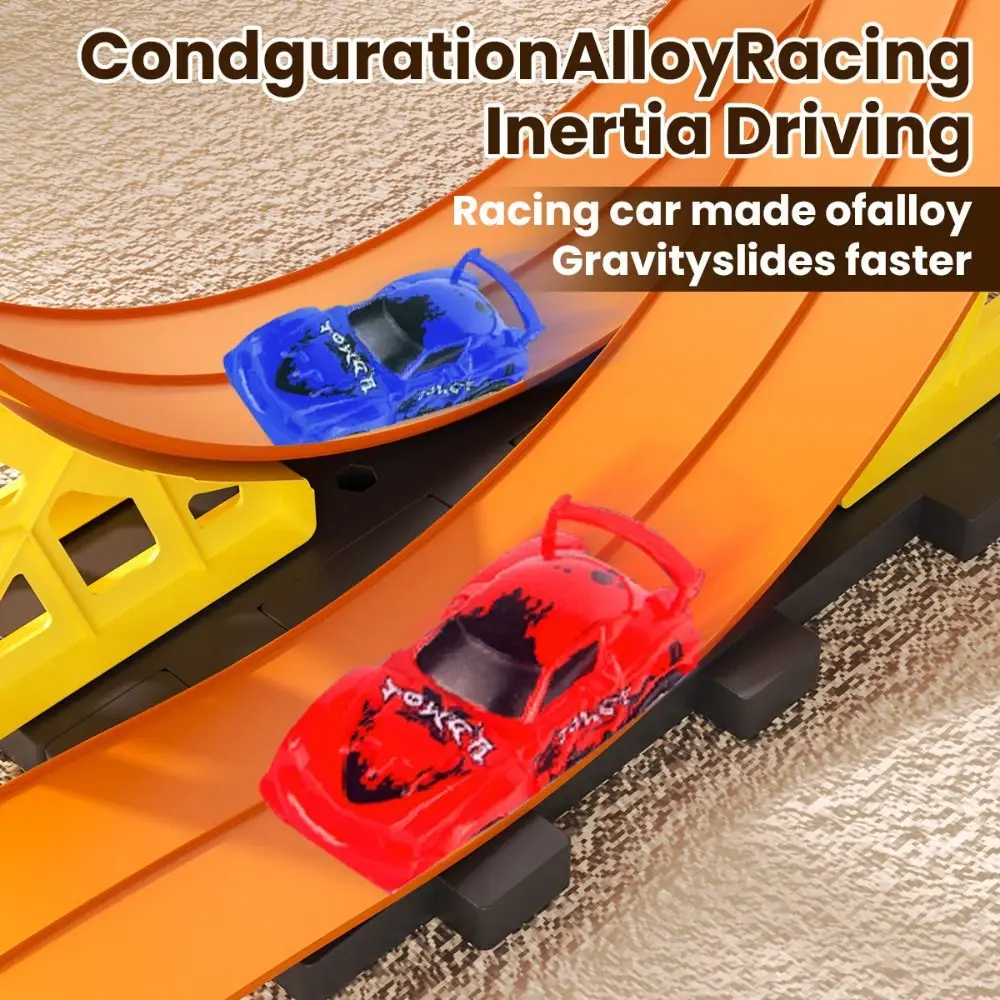 لعبة مسار سباق مرنة مع أكواب شفط، لعبة سيارة مسار سباق DIY قابلة للانحناء باللون الأزرق
