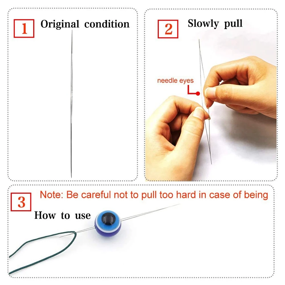 YANA50I 30 Pcs Beading Needles Set 5 Size 10 Pcs Big Eye Needles And 20 Pcs Long Straight Needles With Bottle For Easy Threading