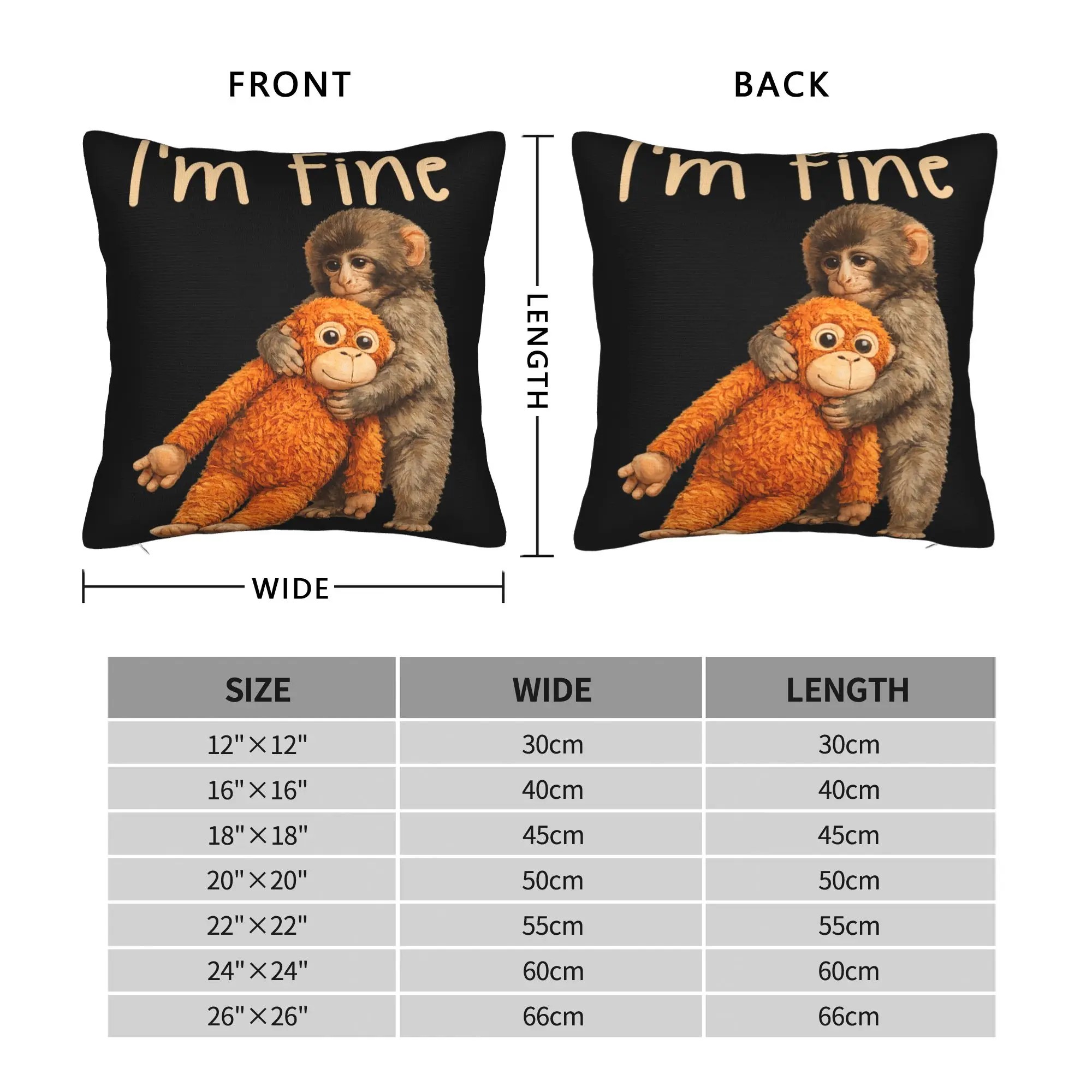 Baby Monkey Punch Cute Cuddly Little Love Pillowcases  Novelty Pillow Case For Sofa Bedroom Home Decor Soft Pillow Cover