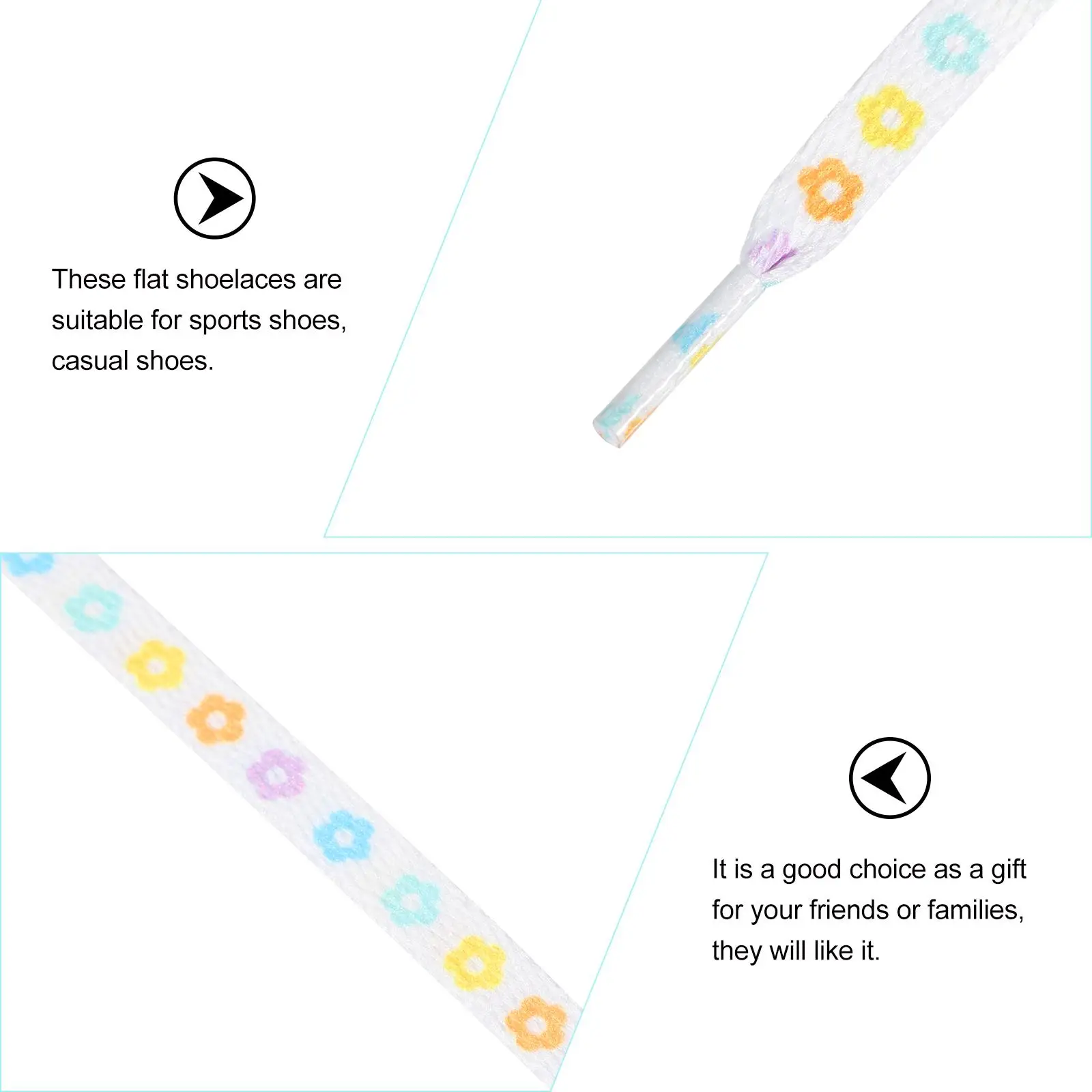 4 Pairs Shoe Laces Print Shoelaces Casual Shoes Accessory Sturdy Laces Stay Tied DIY Flat Lace For Sneakers Kids