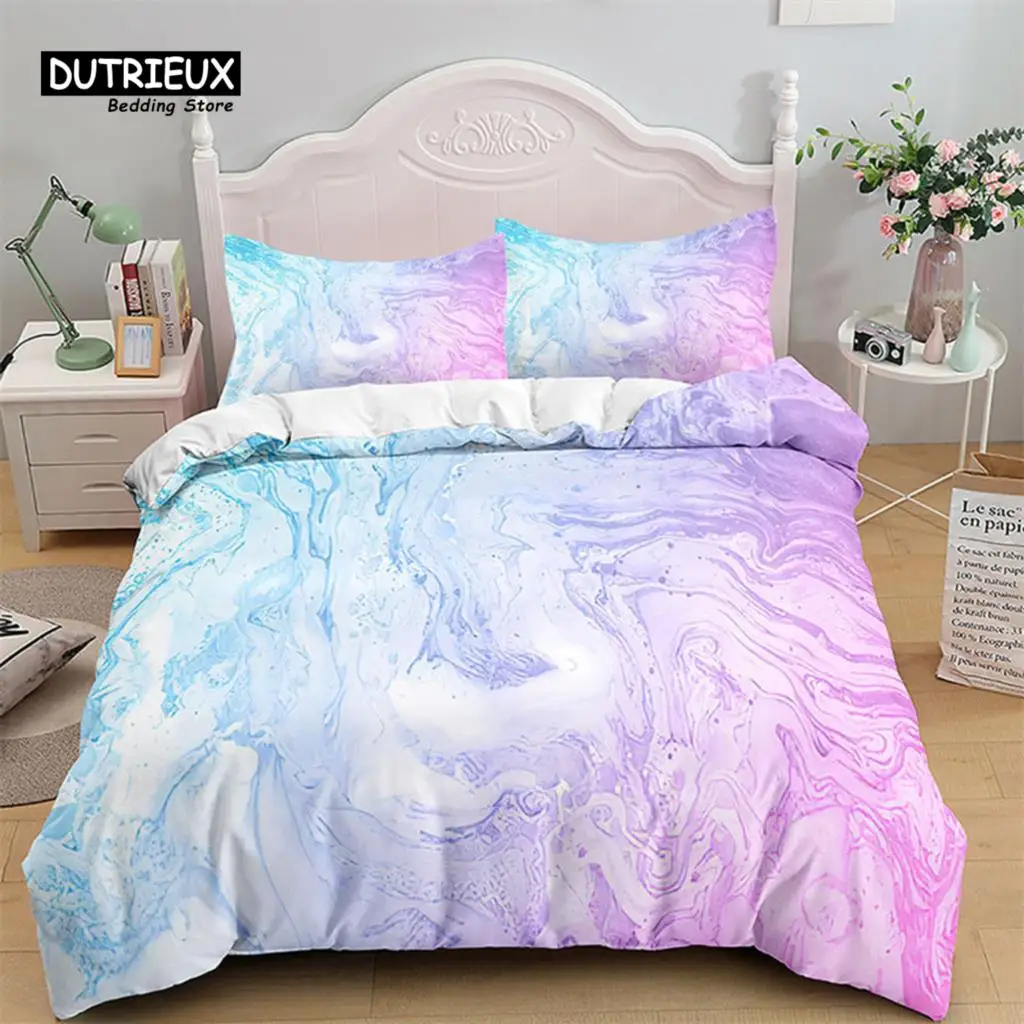 

Colorful Marble Duvet Cover Abstract Geometric Bedding Set King Queen For Adults Kids Bedroom Decor Microfiber Comforter Cover