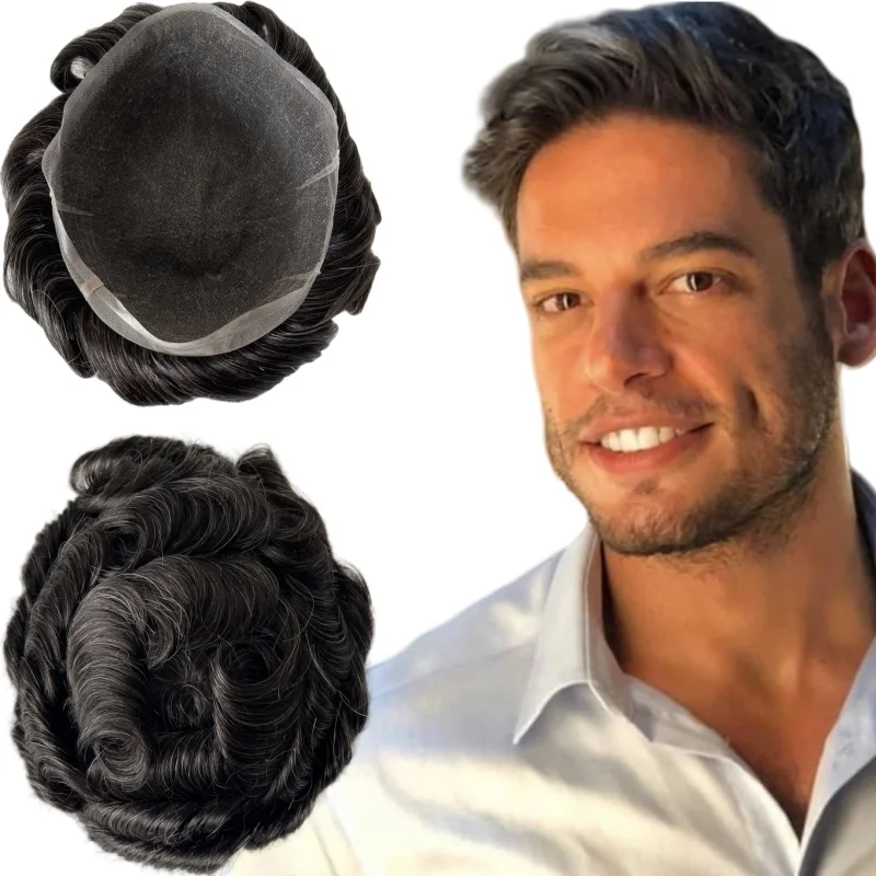 

Система человеческих волос # 1b цвет 8x10 дюймов полный кружевной парик для мужчин