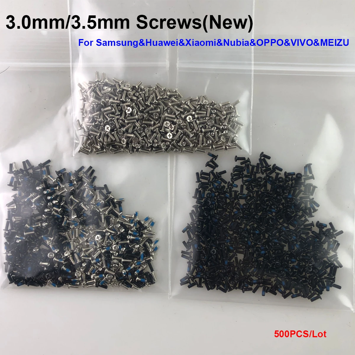 500Pcs New 3.0mm 3.5mm Screws on for Samsung Galaxy S A Series Huawei Honor Xiaomi OPPO VIVO MEIZU Nubia Phone Screw Repair