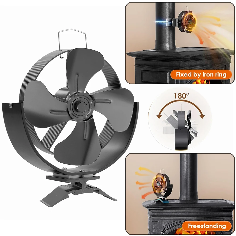 4 Blades Fireplace Fan 360 Rotating Mini Stove Fan Heat Powered Fireplace Fan Log Wood Burner Eco-fan Quiet Fireplace Fan Home