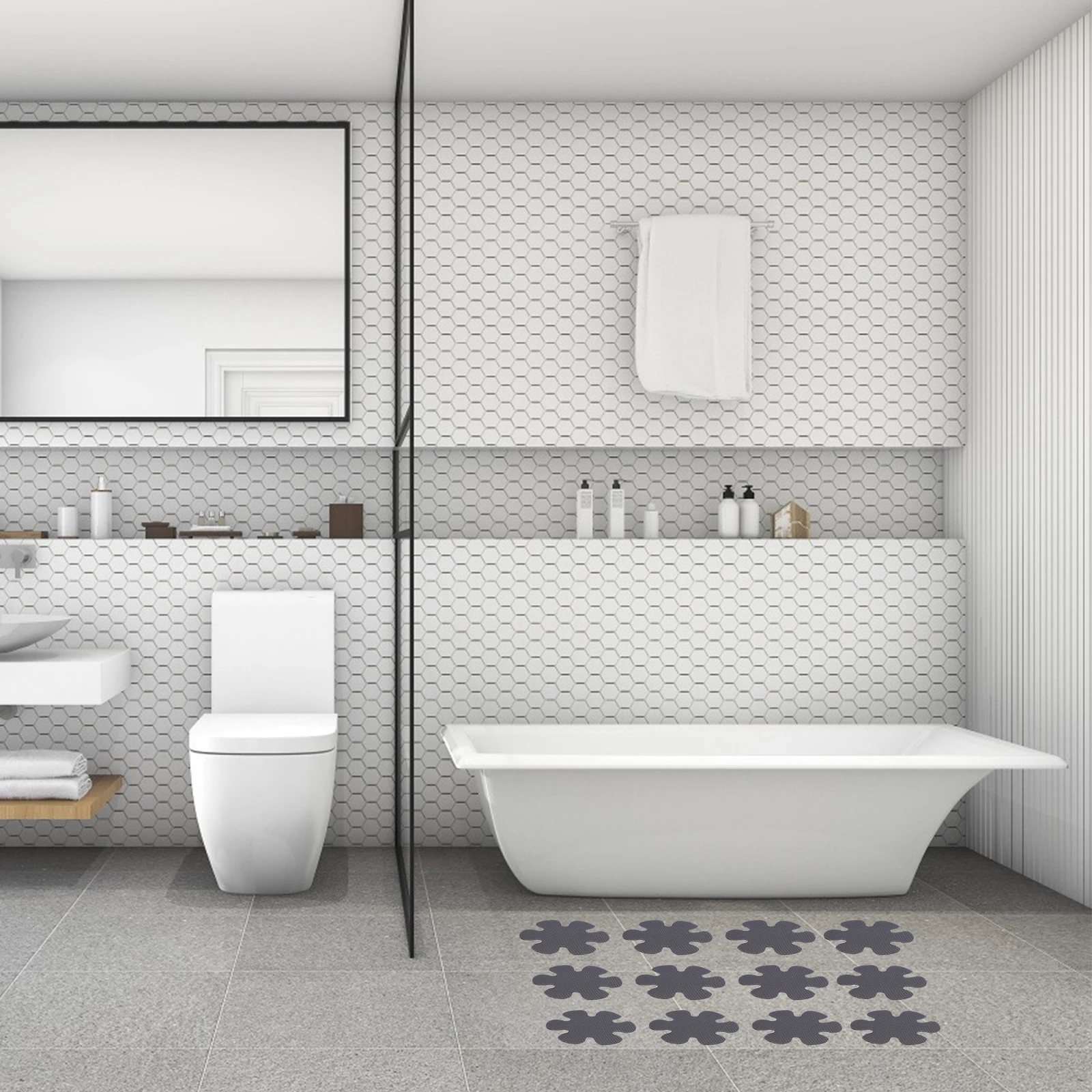 

20 Pcs Non-slip Stickers Scraper Included Flower Bathtub for Easy to Use Peva Shaped