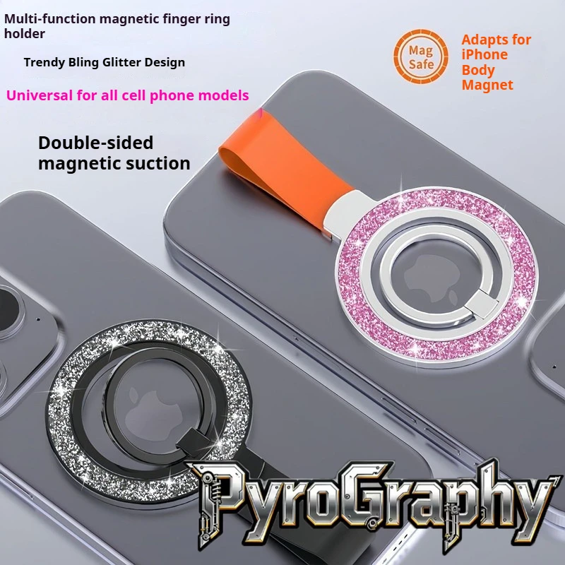 

Двусторонний кронштейн Magsafe с блестками для пирографии, кольцевая пряжка Magsafe, вращающаяся на 360 градусов настольная подставка для ленивых, супермагнитная