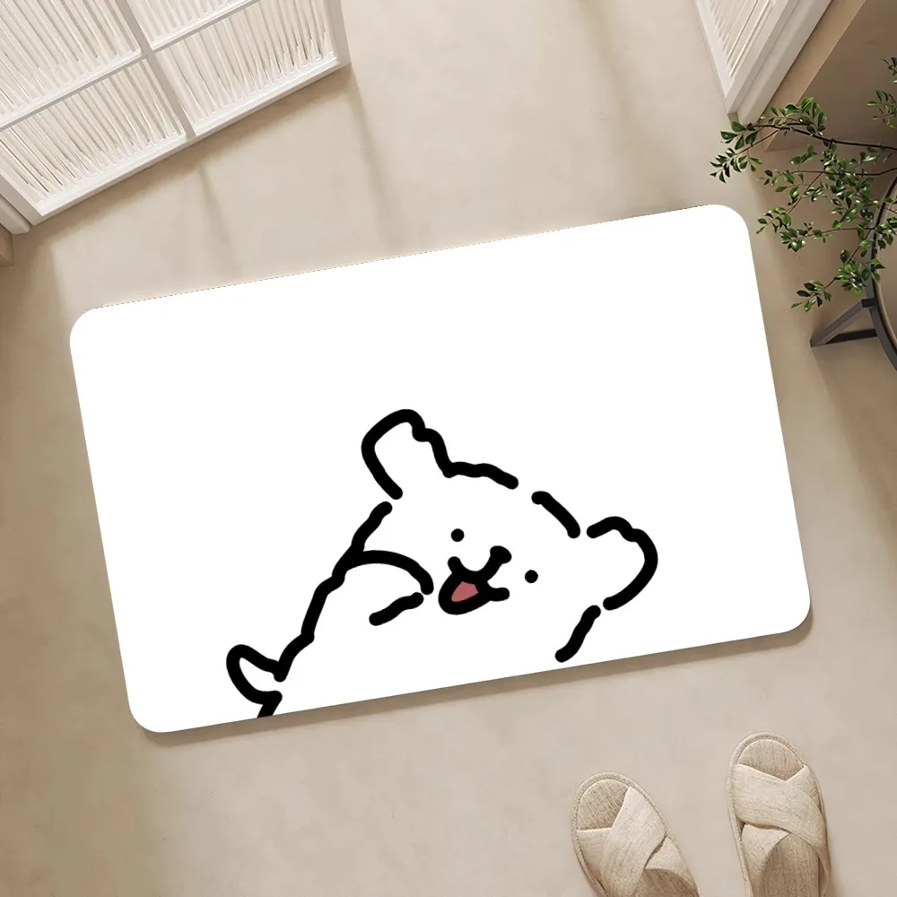 Cartoon Line Dog Maltese Floor Mat Floor Mat Bedroom Decoration Balcony Anti-Slip Doormat Living Room Rug