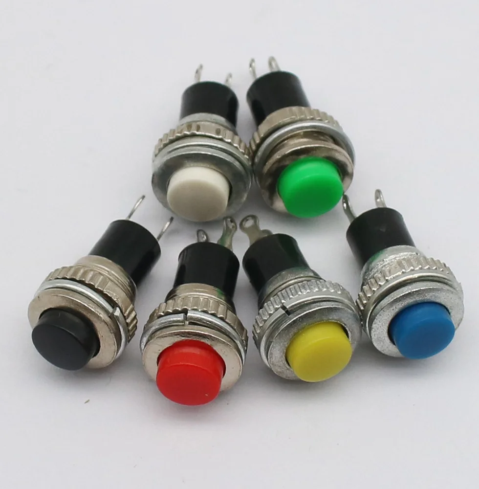 Black/Green/Yellow/Blue/White/Red DS-316 DS316 OFF-Momentary ON 0.5A 250VAC Remote Control Push Button Switches 10mm