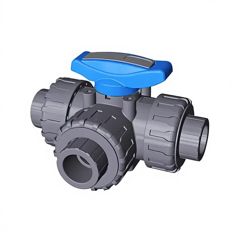 CPVC Manual Floating Three-Way Ball Valve T-Type L-Type Diverter DN15-DN50 Socket Connection FPM Sealing
