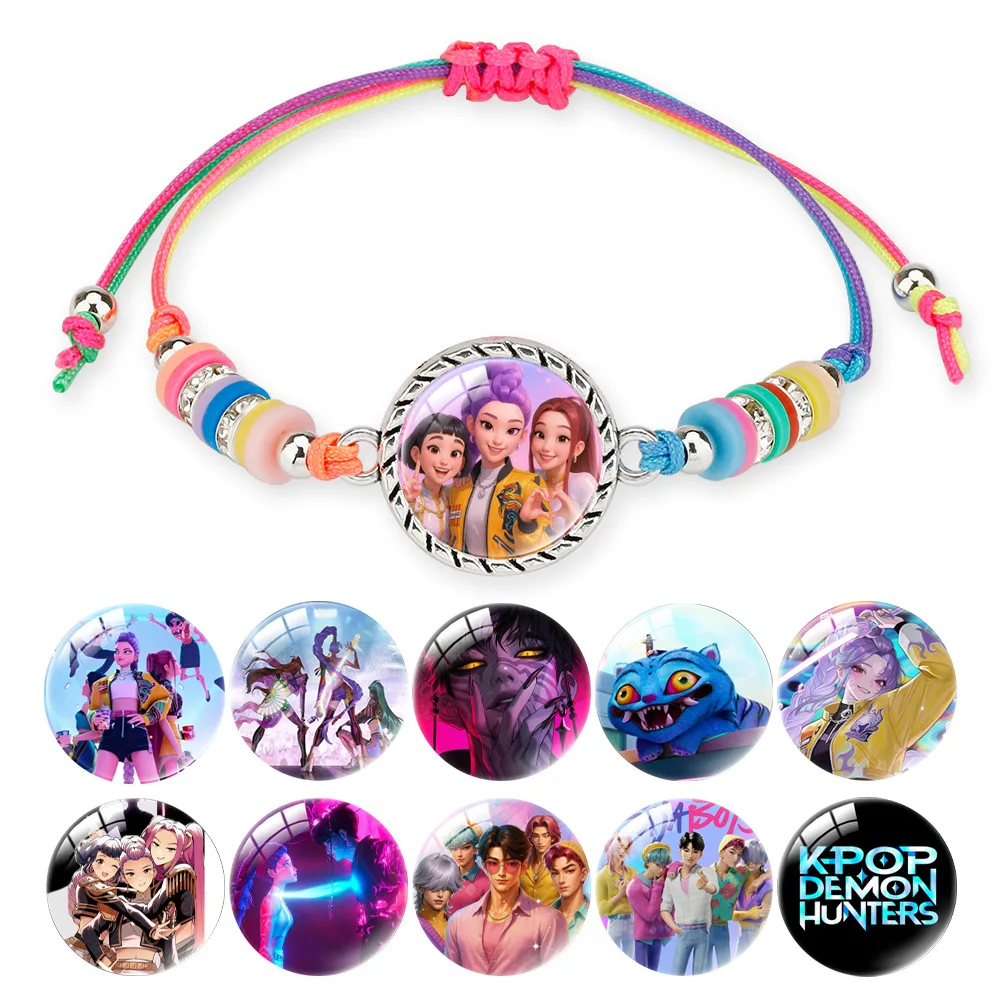 

5pcs New Style K-Pop Demon Hunter Bracelet Rainbow Bracelet Soft Stretch Bracelet Bohemian Style Beaded Chain Gift