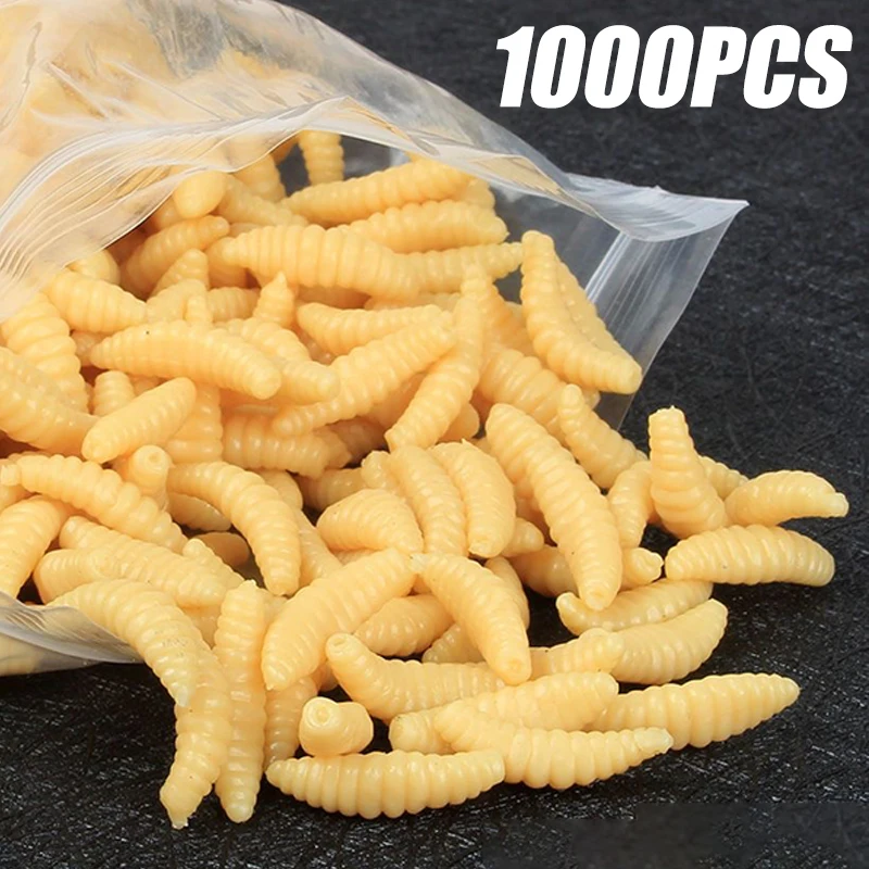 Wholesale 2cm 0.3g Maggot Soft Fishing Lure Silicone Smell Grub Fishing Worms Artificial Fishy Bait 1000/500/300/200/100/50PCS