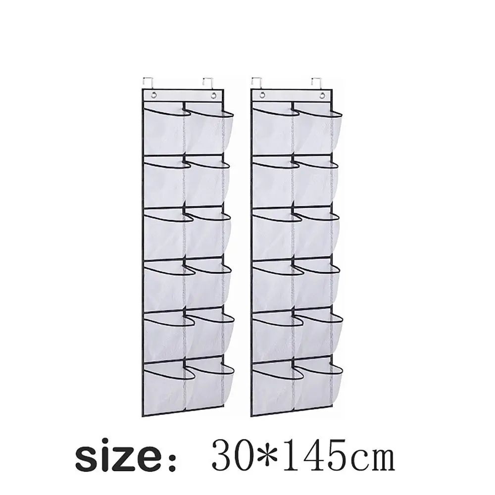 12 Pockets Shoe Underwear Hanging Holder Over Door Hooks with 2 Hooks Closet Holder Mesh Shoes Organizer Hanging Bag - view 6