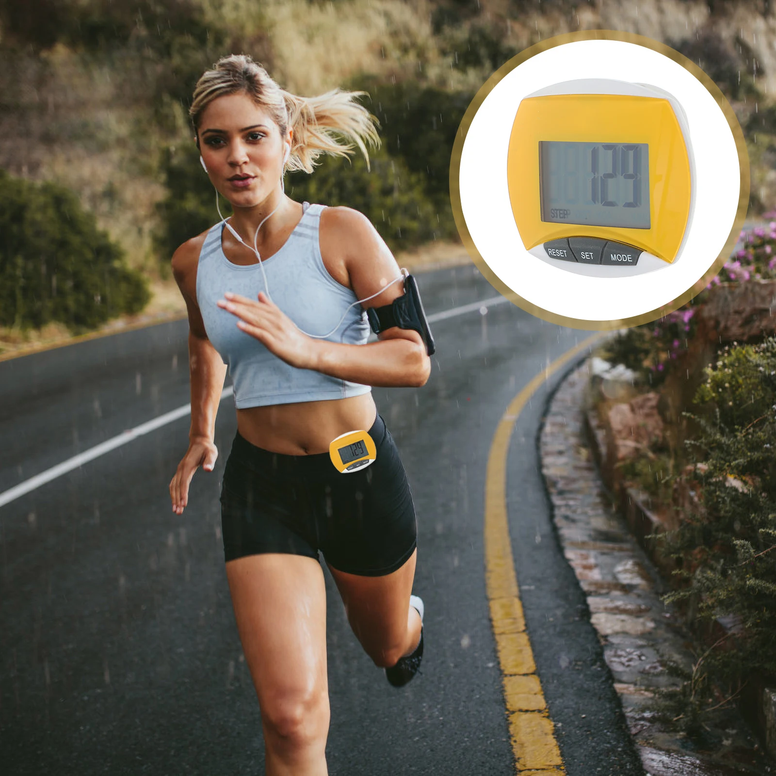 

Walking Pedometer Premium ABS Material Durable Safe Large LCD Display Track Steps Calories Comfortable Wear Pocket Bag Sports