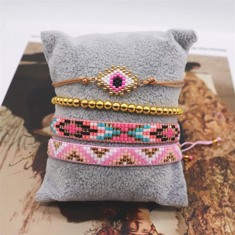 

BLUESTAR New Lucky Evil Eye Bracelet Fashion Jewelry Miyuki Seed Beaded Adjustable Bracelets Set for Women Gift Drop Shipping