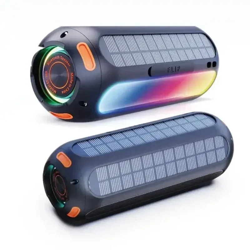 Solar Magnetic Bluetooth Speaker Stereo Sound IPX6 Waterproof with RGB Light 5000mAh Large Battery Camping Sound Box