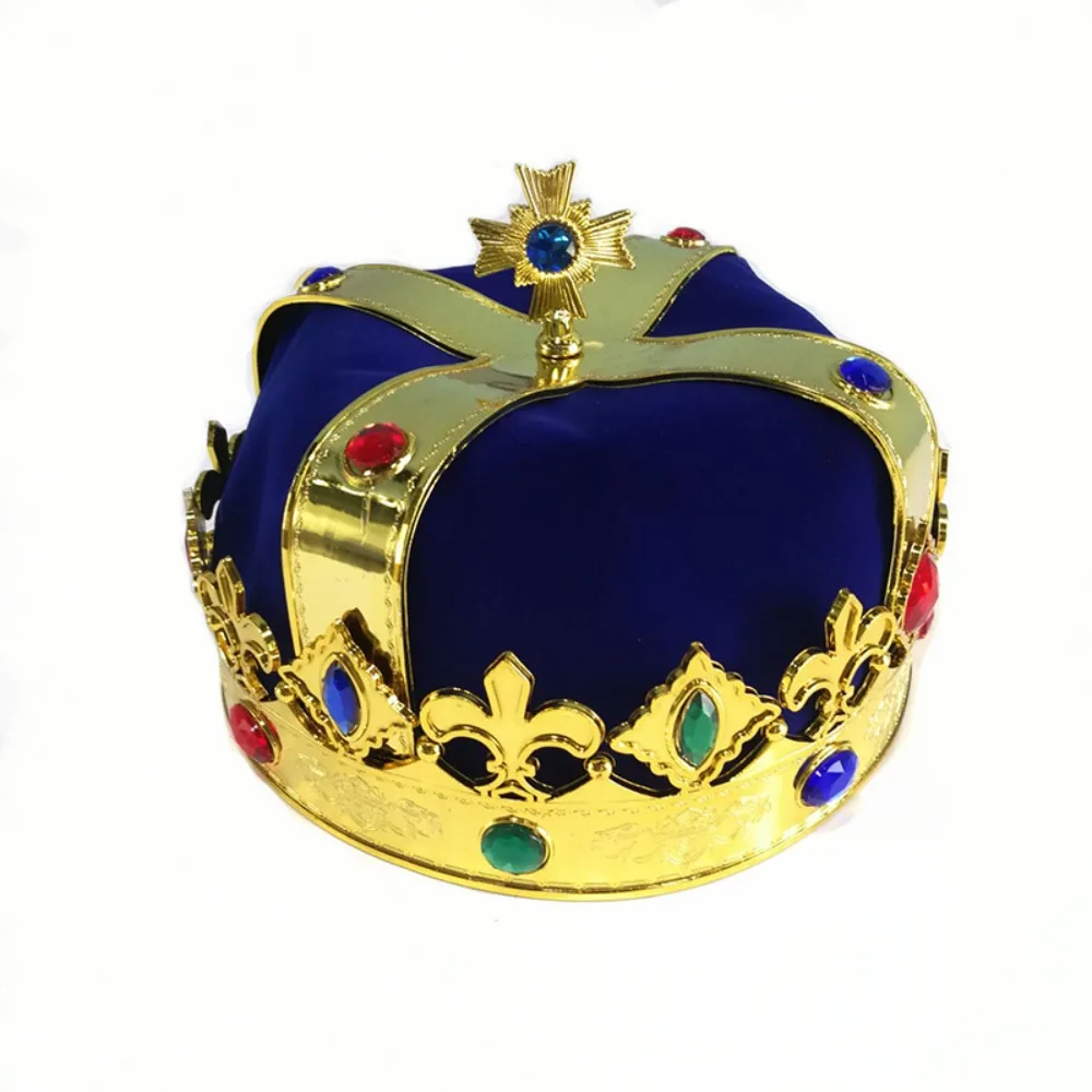 Dress Up King Crown Hat Head Decoration Stage Show Prince Party Hats Cosplay Masquerade King Jeweled Caps Adult Children