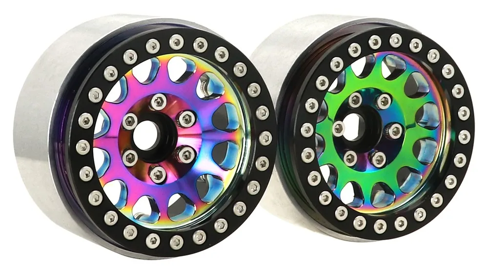 Ajrc 1.9inch Colorful Metal Beadlock 12 Round Hole Wheel Hub Rim For 1/10 Rc Crawler Axial Scx10 Axi03007 Yikong Trx4 Redcat Rgt