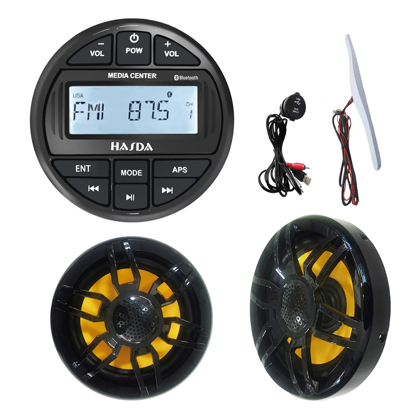 

HASDA Waterproof Marine 10 Inch Speakers H-1010*2+Bluetooth MP3 Radio Players H-311+USB Date Cable+antenna KIT