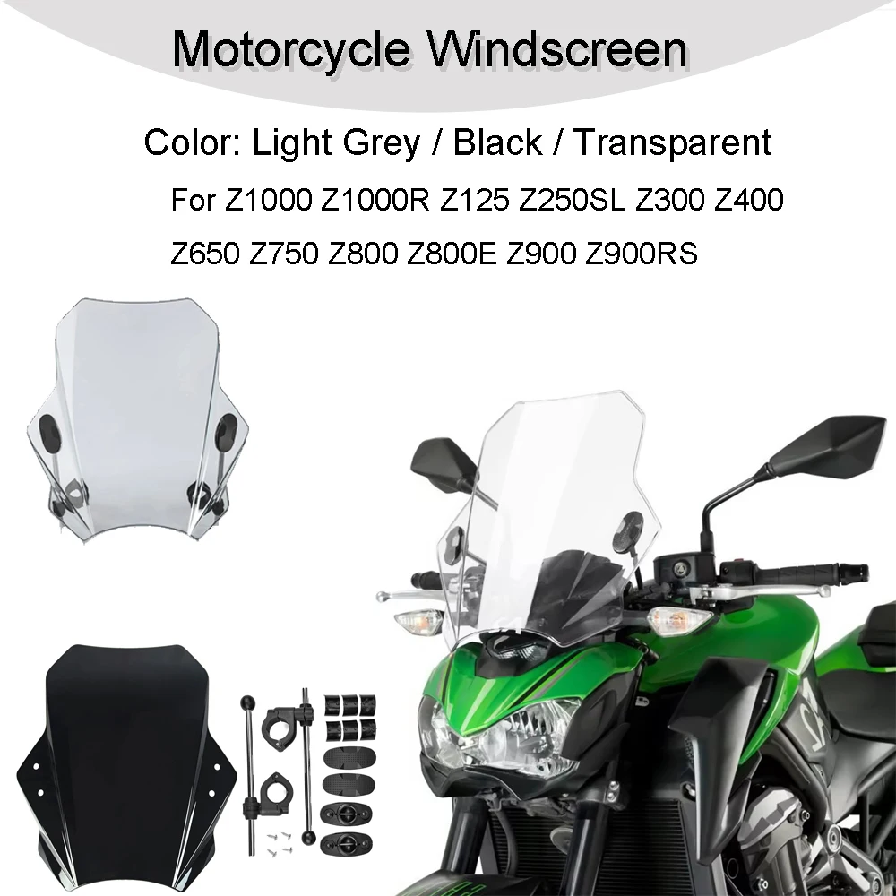 

For Z1000 Z1000R Z125 Z250SL Z300 Z400 Z650 Z750 Z800 Z800E Z900 Z900RS Motorcycle Adjustable Windshield Universal