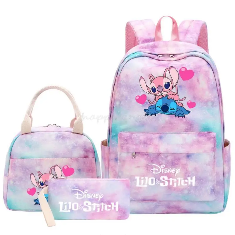 

3Pcs Lilo And Stitch Backpack 3Pcs Women Men Laptop Backpack Students School Bag Capacity Travel College Mochila Escolar