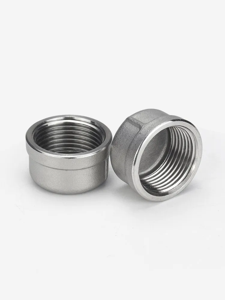 304 stainless steel inner thread pipe cap round pipe plug blind cap screw thread plug internal thread joint 4 points 6 points