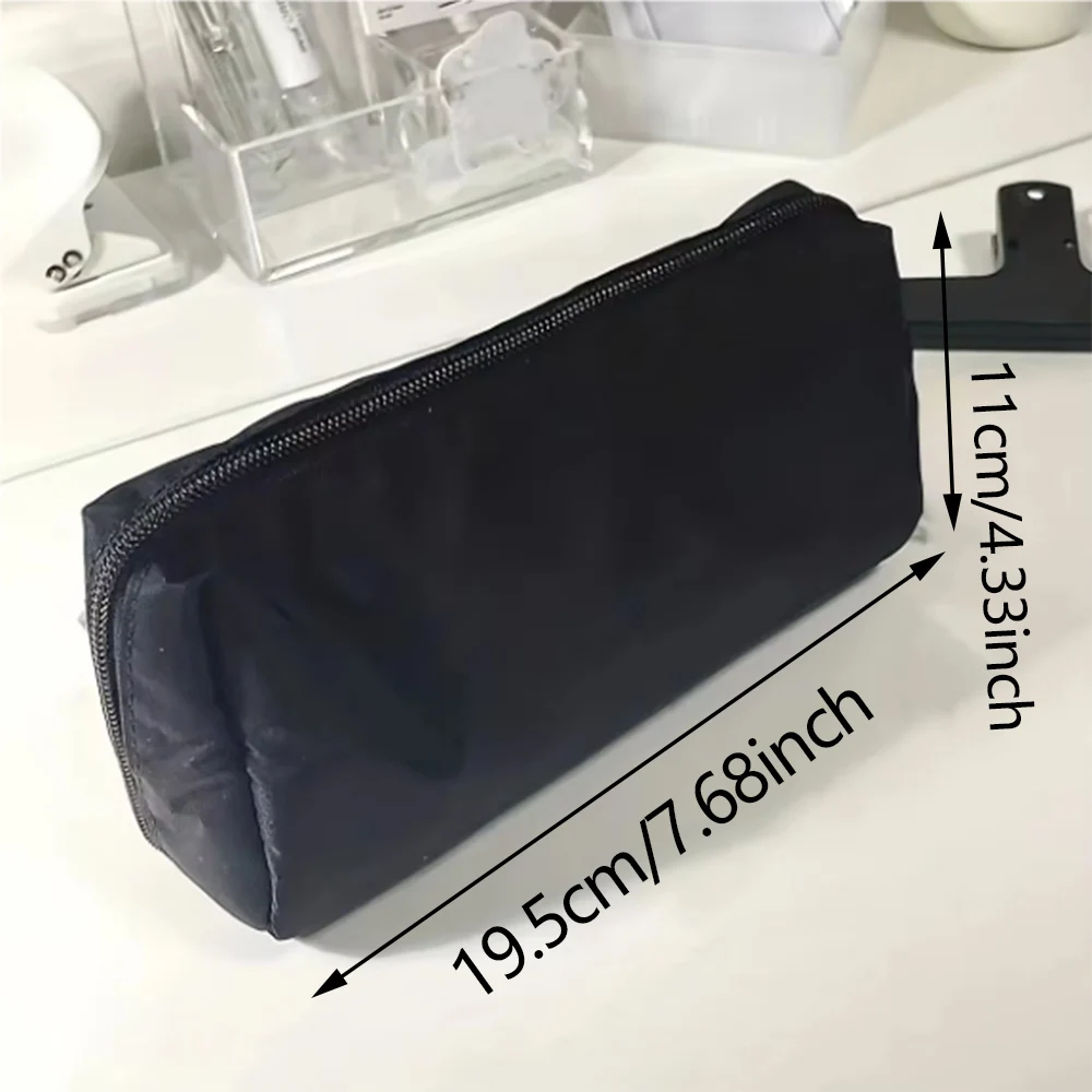 1pc-Simple black canvas pencil case with large capacity stationery storage bag, school student supplies