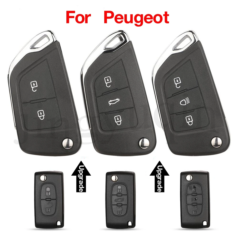 jingyuqin 2/3 Buttons Upgrade Filp Remote Car Key Shell Case CE0523 CE0536 For Peugeot 107 207 307 407 306 308 408 508 3008 4008