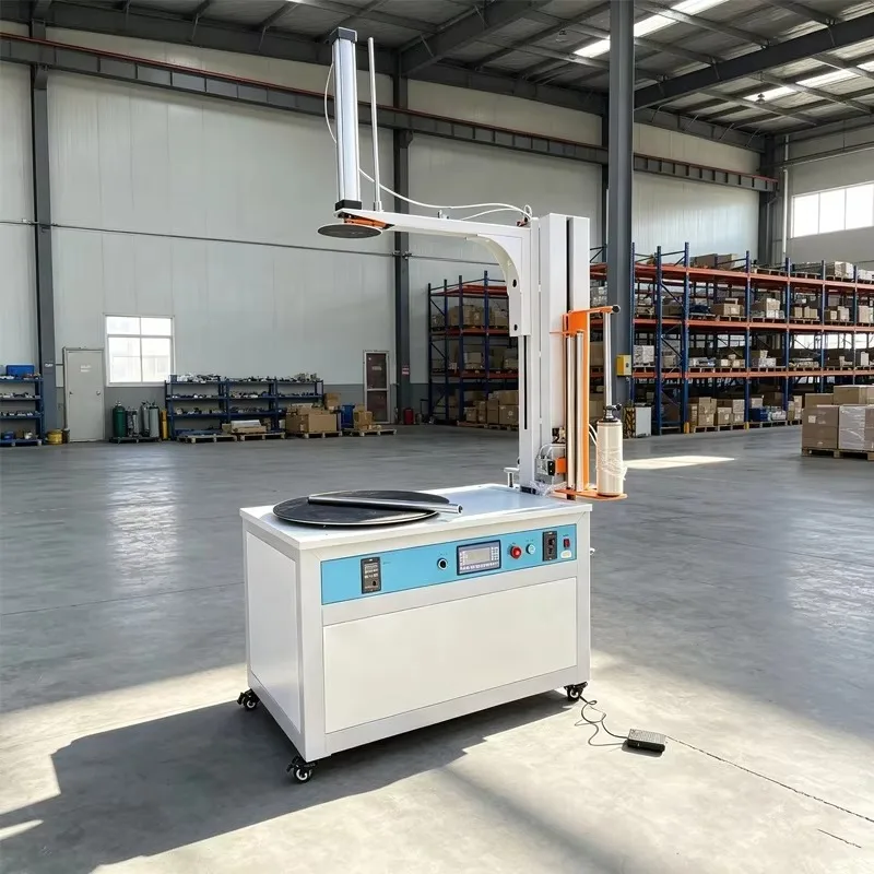 Small Top Press Carton Box Stretch Film Wrapping Machine Plastic Pallet Winding Machine