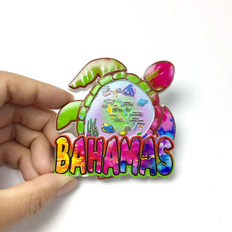 3D Creative Turtle Map of Bahamas Refrigerator Magnet Cultural Travel Souvenir Home Decor Gift