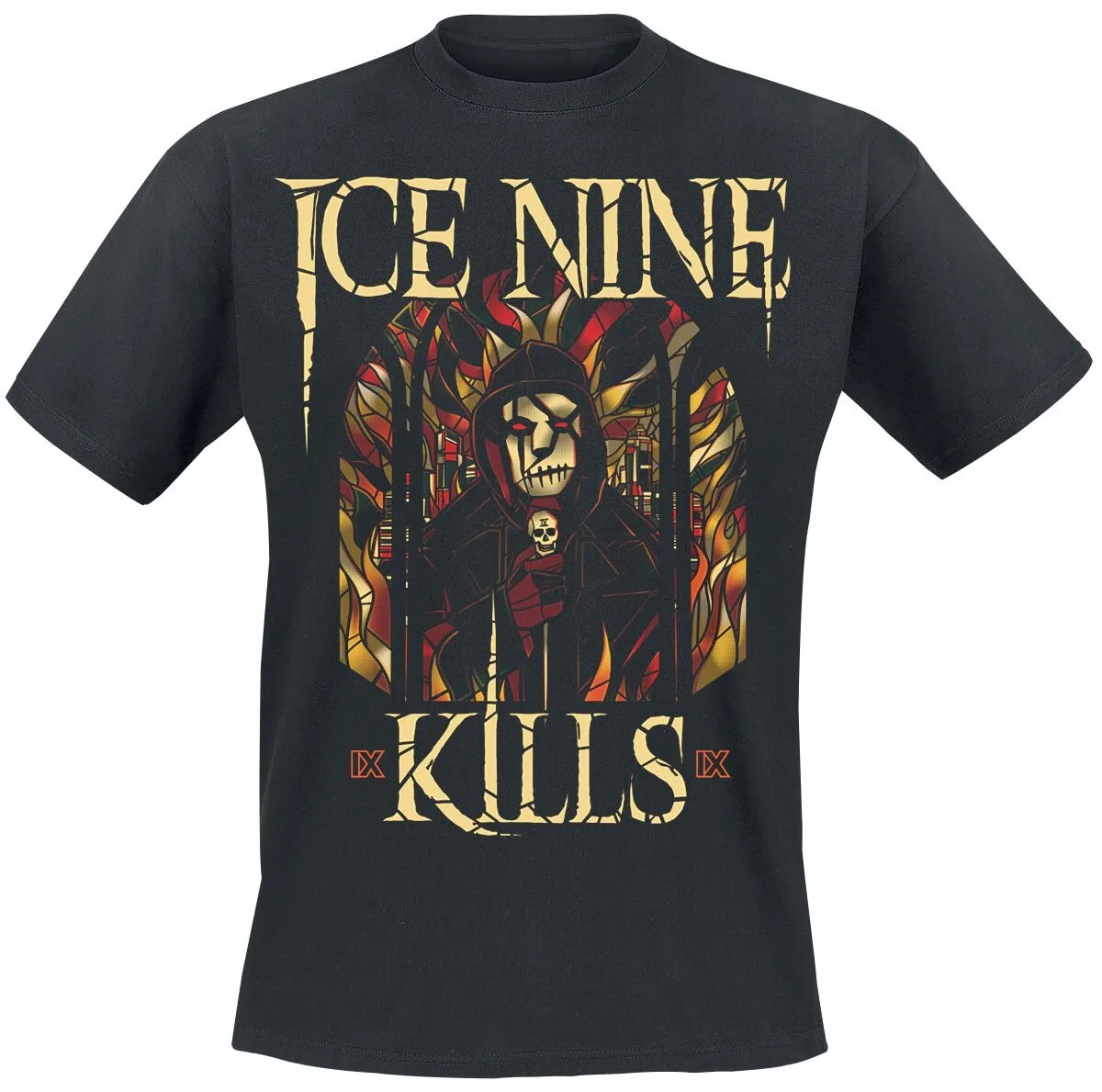 Ice Nine Kills Stained Glass Style Unisex Cotton T-shirt Grim Reaper Print Horror Metal Casual Tee