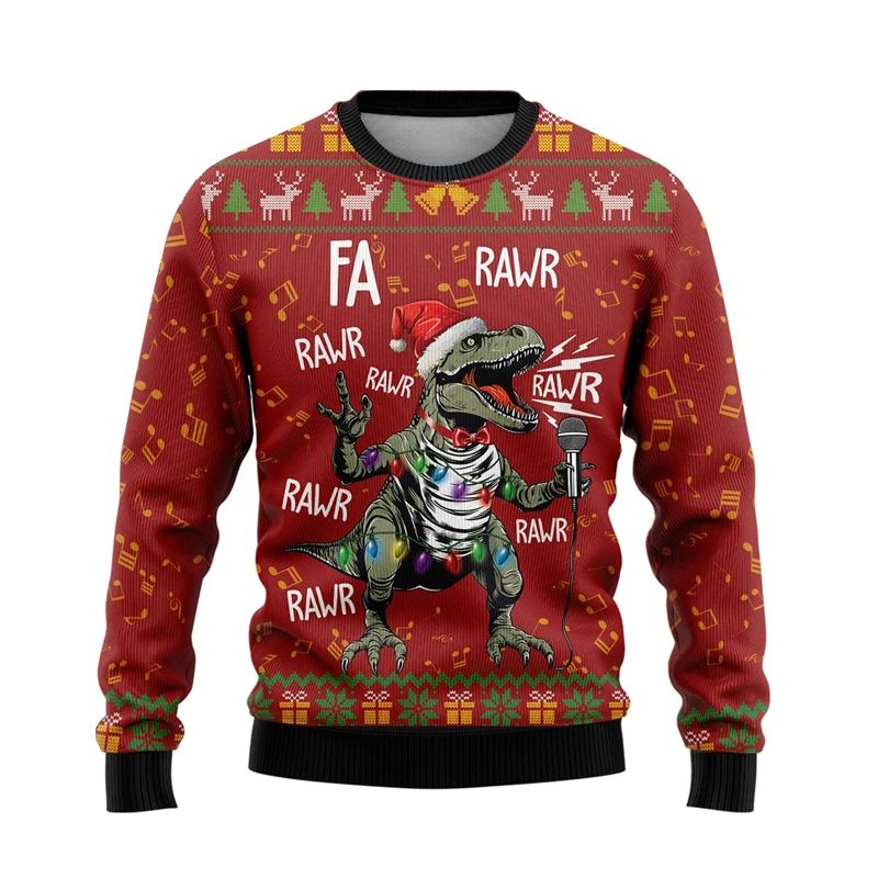 

Funny Dinosaur Ugly Christmas Sweater Fashion Holiday Xmas 3D Printed Sweatshirt For Men Trend Streetwear Pullovers Tops 2025