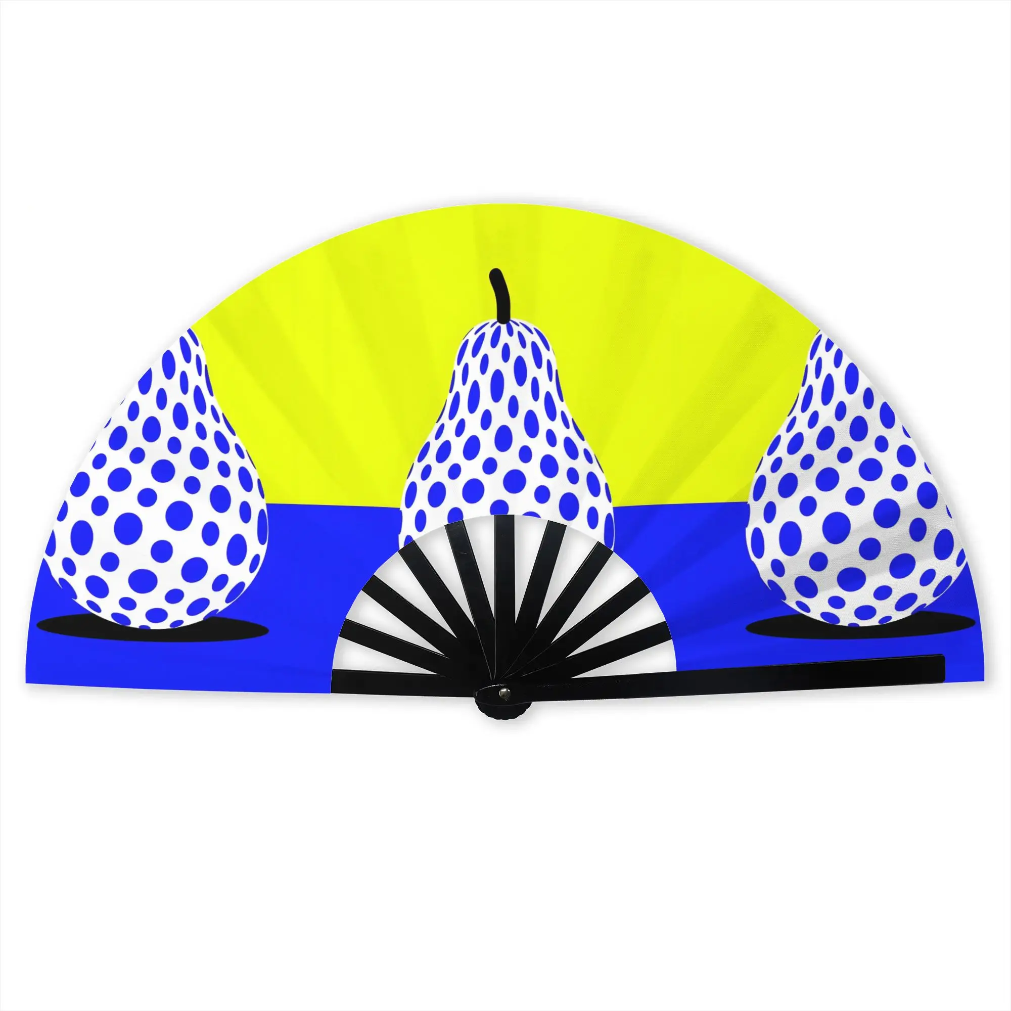 Customized Yayoi Kusama Portable Pocket Fan Travel Aesthetic Polka Polyester Folding Fan Chinese Dance Handheld Cooling Fans