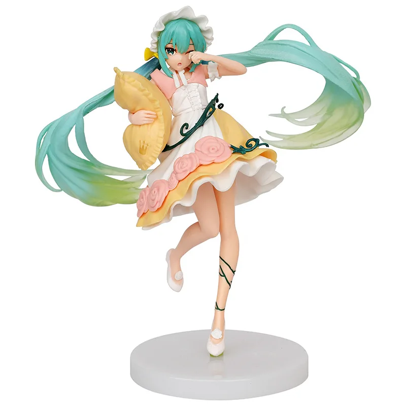 Figura Anime Hatsune Miku Wonderland, Almofada da Bela Adormecida, modelo de pijama, brinquedo figurativo, coleção de presentes, 18cm