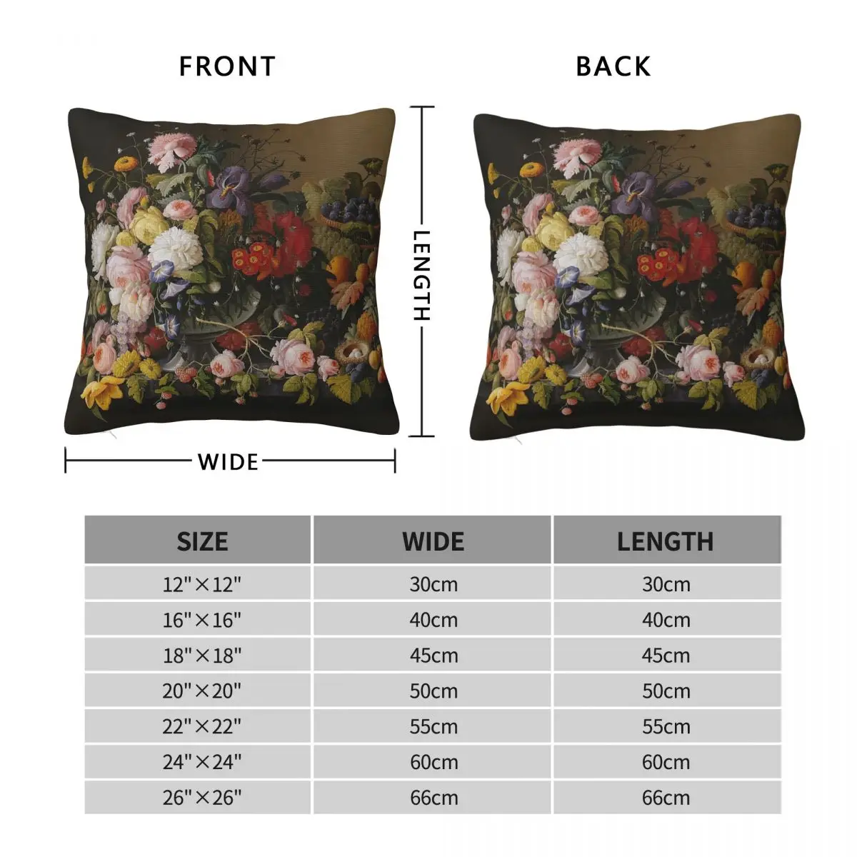 Severin Roesen Flowers Fruit Square Pillowcase Polyester Linen Velvet Printed Zip Decor Throw Pillow Case Bed Cushion Cover 18
